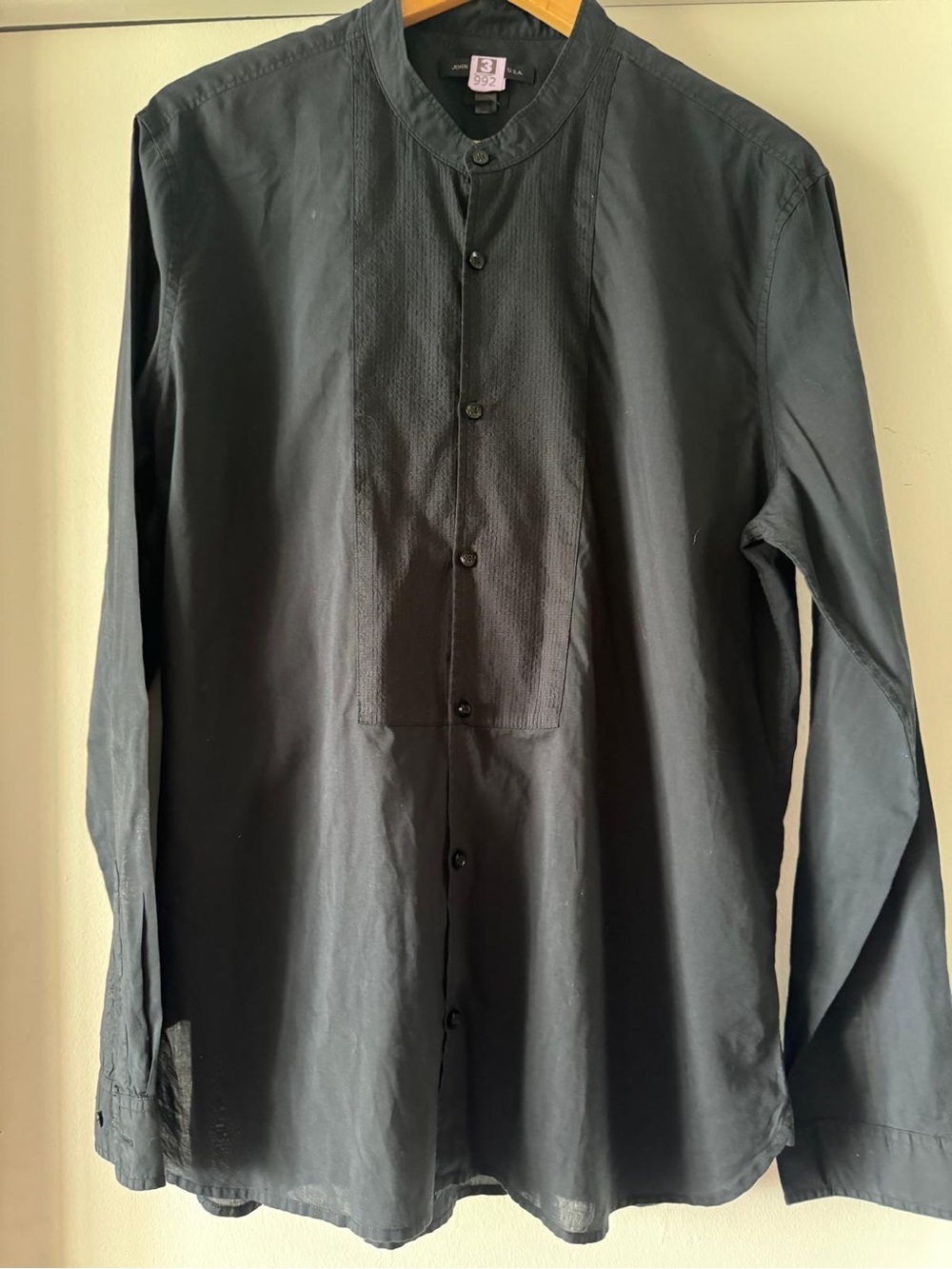 John Varvatos Black Mandarin Collar Shirt Jacket